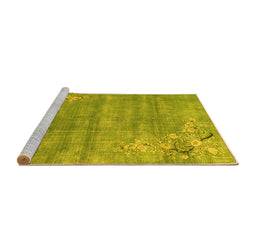 Sideview of Machine Washable Oriental Yellow Asian Inspired Rug, wshtr3821yw