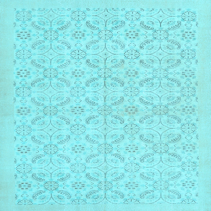 Square Machine Washable Persian Light Blue Traditional Rug, wshtr3822lblu