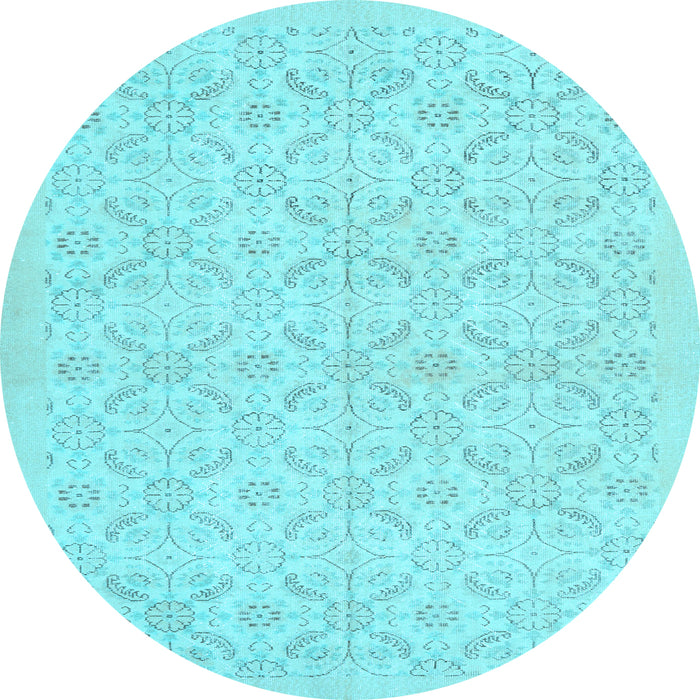 Round Machine Washable Persian Light Blue Traditional Rug, wshtr3822lblu