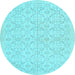 Round Machine Washable Persian Light Blue Traditional Rug, wshtr3822lblu