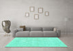 Machine Washable Persian Turquoise Traditional Area Rugs in a Living Room,, wshtr3822turq