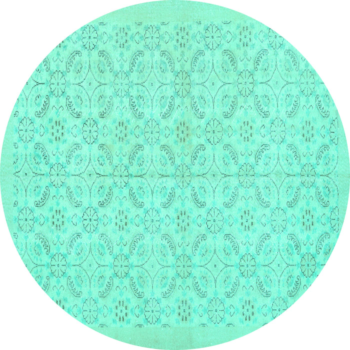 Round Persian Turquoise Traditional Rug, tr3822turq