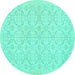 Round Persian Turquoise Traditional Rug, tr3822turq