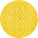 Round Machine Washable Persian Yellow Traditional Rug, wshtr3822yw