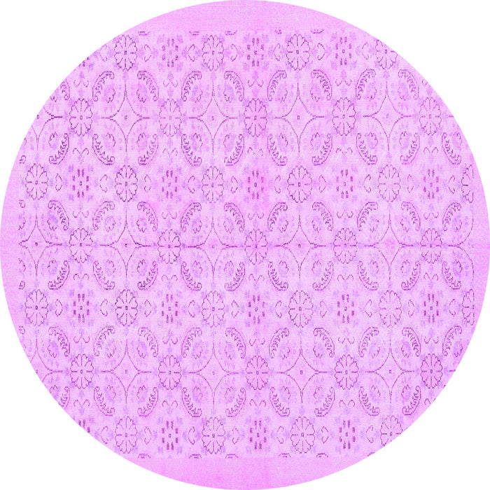 Round Machine Washable Persian Purple Traditional Area Rugs, wshtr3822pur
