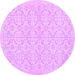 Round Machine Washable Persian Purple Traditional Area Rugs, wshtr3822pur