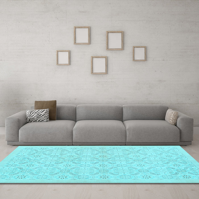 Machine Washable Persian Light Blue Traditional Rug in a Living Room, wshtr3822lblu