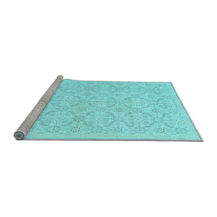 Sideview of Machine Washable Persian Light Blue Traditional Rug, wshtr3822lblu