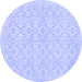 Round Machine Washable Persian Blue Traditional Rug, wshtr3822blu