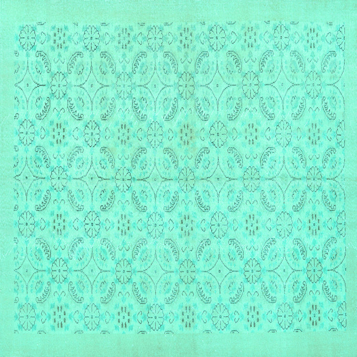 Square Machine Washable Persian Turquoise Traditional Area Rugs, wshtr3822turq