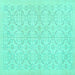 Square Machine Washable Persian Turquoise Traditional Area Rugs, wshtr3822turq