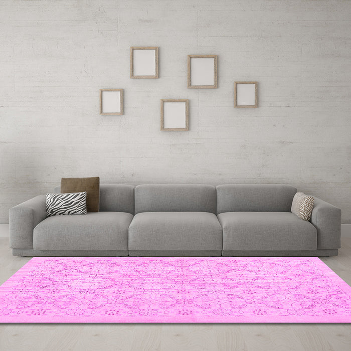 Machine Washable Persian Pink Traditional Rug in a Living Room, wshtr3822pnk
