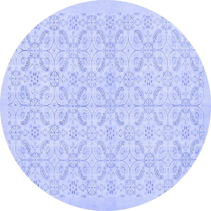 Round Persian Blue Traditional Rug, tr3822blu