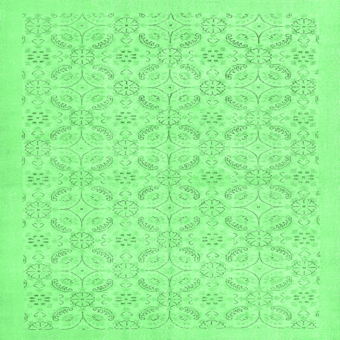 Square Machine Washable Persian Emerald Green Traditional Area Rugs, wshtr3822emgrn