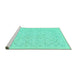 Sideview of Machine Washable Persian Turquoise Traditional Area Rugs, wshtr3822turq