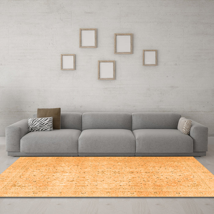 Machine Washable Persian Orange Traditional Area Rugs in a Living Room, wshtr3823org