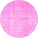 Round Persian Pink Traditional Rug, tr3823pnk