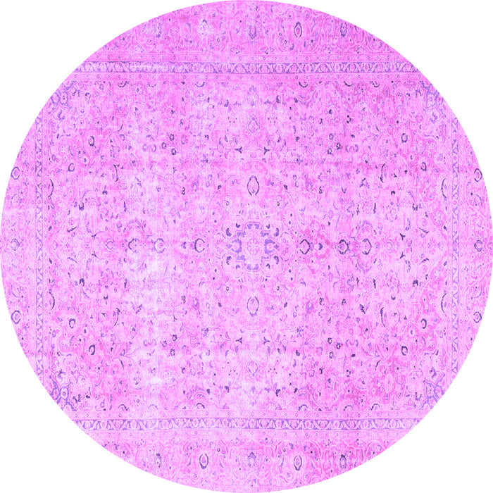Round Machine Washable Persian Purple Traditional Area Rugs, wshtr3823pur