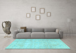 Machine Washable Persian Light Blue Traditional Rug in a Living Room, wshtr3823lblu