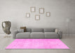 Machine Washable Persian Pink Traditional Rug in a Living Room, wshtr3823pnk