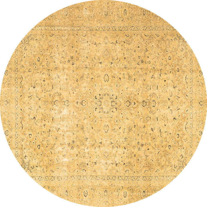 Round Persian Brown Traditional Rug, tr3823brn
