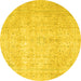 Round Persian Yellow Traditional Rug, tr3823yw