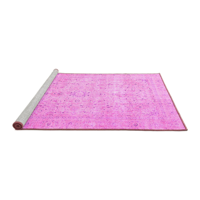 Sideview of Machine Washable Persian Pink Traditional Rug, wshtr3823pnk