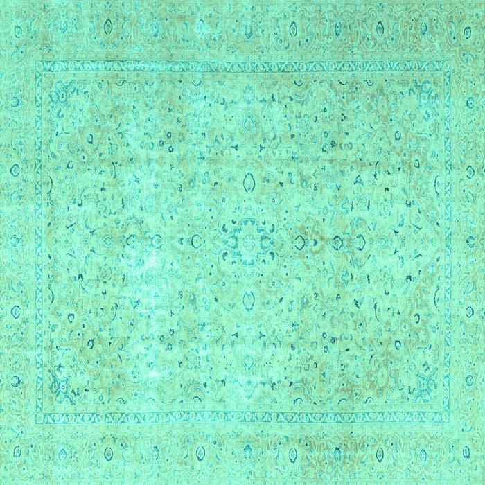 Square Machine Washable Persian Turquoise Traditional Area Rugs, wshtr3823turq