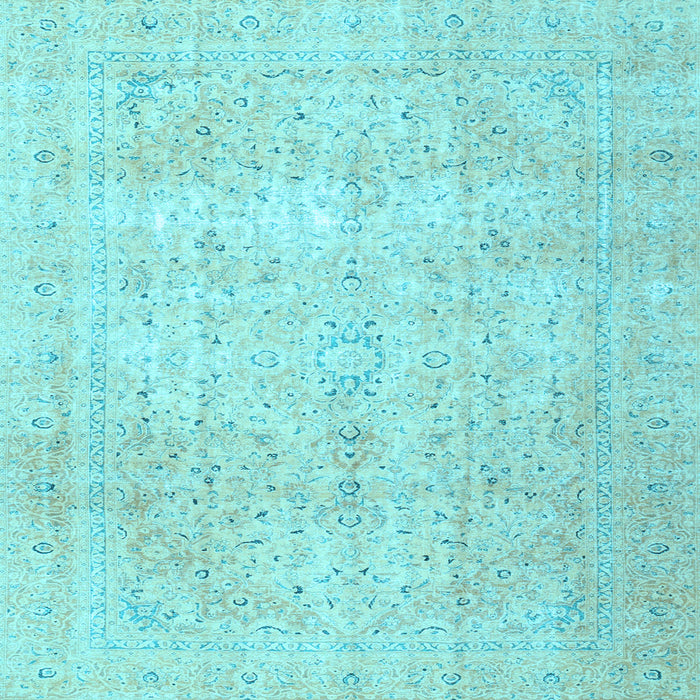 Square Machine Washable Persian Light Blue Traditional Rug, wshtr3823lblu