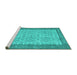 Sideview of Machine Washable Persian Turquoise Traditional Area Rugs, wshtr3824turq