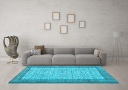 Machine Washable Persian Light Blue Traditional Rug in a Living Room, wshtr3824lblu