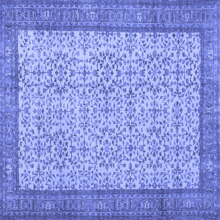 Square Machine Washable Persian Blue Traditional Rug, wshtr3824blu