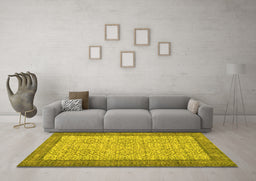 Machine Washable Persian Yellow Traditional Rug in a Living Room, wshtr3824yw