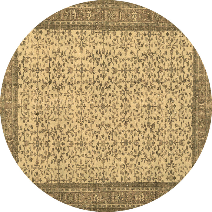 Round Machine Washable Persian Brown Traditional Rug, wshtr3824brn