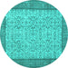 Round Persian Turquoise Traditional Rug, tr3824turq