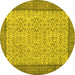 Round Persian Yellow Traditional Rug, tr3824yw