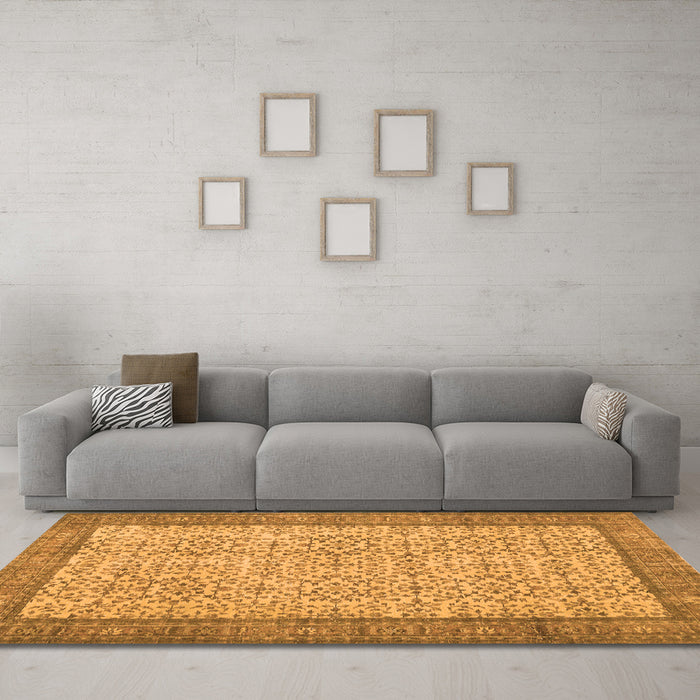 Machine Washable Persian Orange Traditional Area Rugs in a Living Room, wshtr3824org