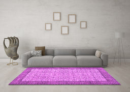 Machine Washable Persian Pink Traditional Rug in a Living Room, wshtr3824pnk