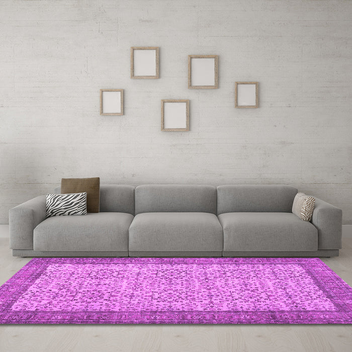 Machine Washable Persian Pink Traditional Rug in a Living Room, wshtr3824pnk
