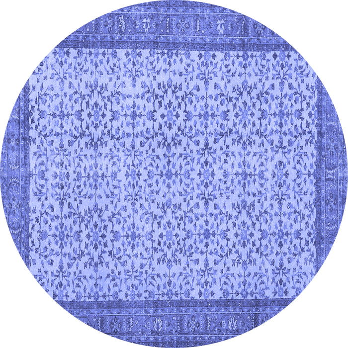 Round Persian Blue Traditional Rug, tr3824blu