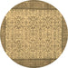 Round Persian Brown Traditional Rug, tr3824brn