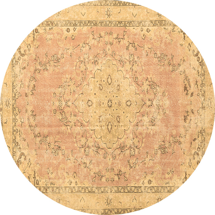 Round Medallion Brown Traditional Rug, tr3825brn