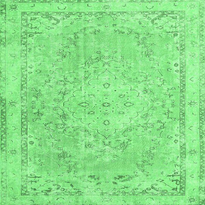 Square Machine Washable Medallion Emerald Green Traditional Area Rugs, wshtr3825emgrn
