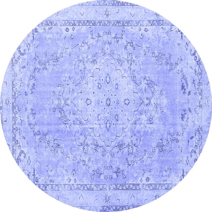 Round Medallion Blue Traditional Rug, tr3825blu