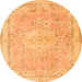 Machine Washable Medallion Orange Traditional Area Rugs, wshtr3825org