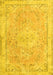 Machine Washable Medallion Yellow Traditional Rug, wshtr3825yw