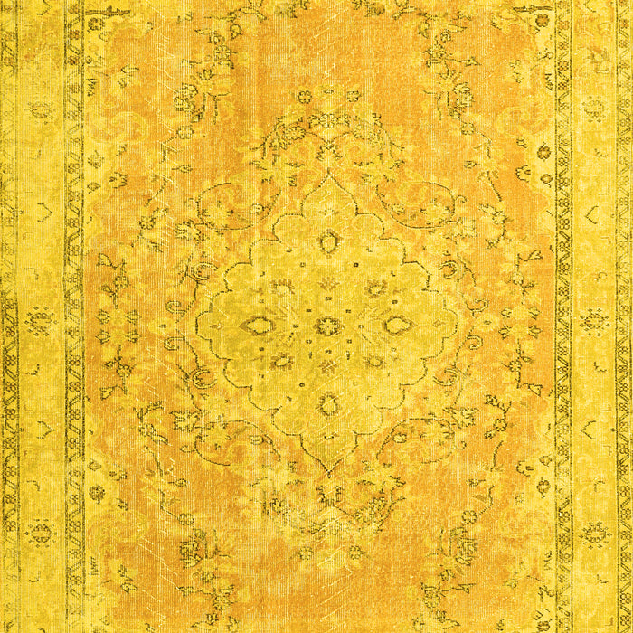 Machine Washable Medallion Yellow Traditional Rug, wshtr3825yw