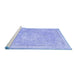 Sideview of Machine Washable Medallion Blue Traditional Rug, wshtr3825blu