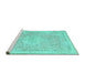 Sideview of Machine Washable Medallion Turquoise Traditional Area Rugs, wshtr3825turq