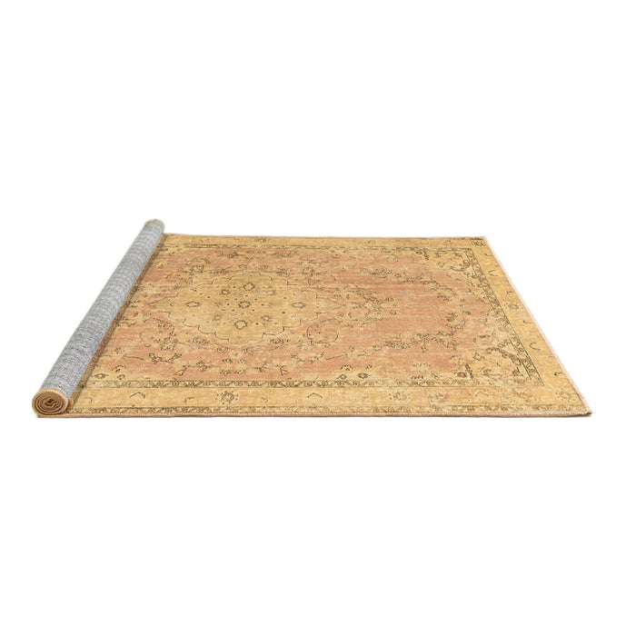Sideview of Machine Washable Medallion Brown Traditional Rug, wshtr3825brn